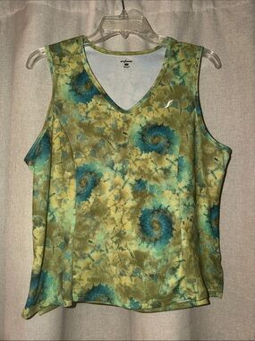 Sleeveless V-Neck Performance Tank Top - Green/Teal cycling jersey shebeest xl